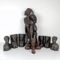 Assorted carved wood African figures (11)