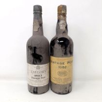 A bottle of Borges Oporto 1982 vintage port, and a bottle of Taylor's 1983 vintage port (2)