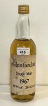 A bottle of 1967 Glenfarclas single malt scotch whisky, bottled 1967 Provenance reportedly from