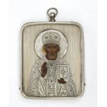 Icône de voyage « Saint Nicolas » Tempera sur bois, oklad en argent gravé Poinçons : 84 et saint