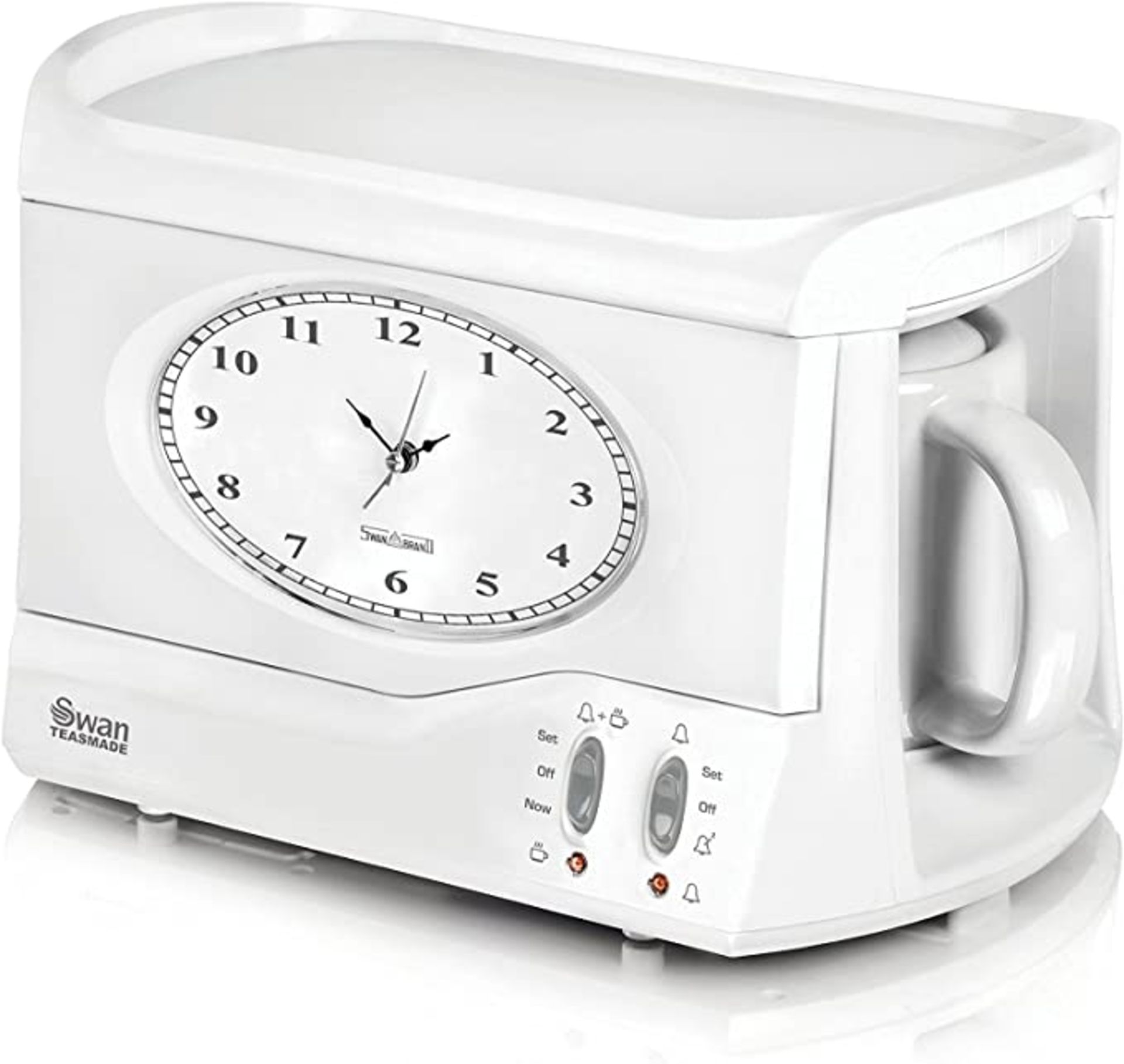 RRP-£61 Swan Vintage Teasmade - Rapid Boil with Clock and Alarm, Featuring a Clock Light with Dimmer