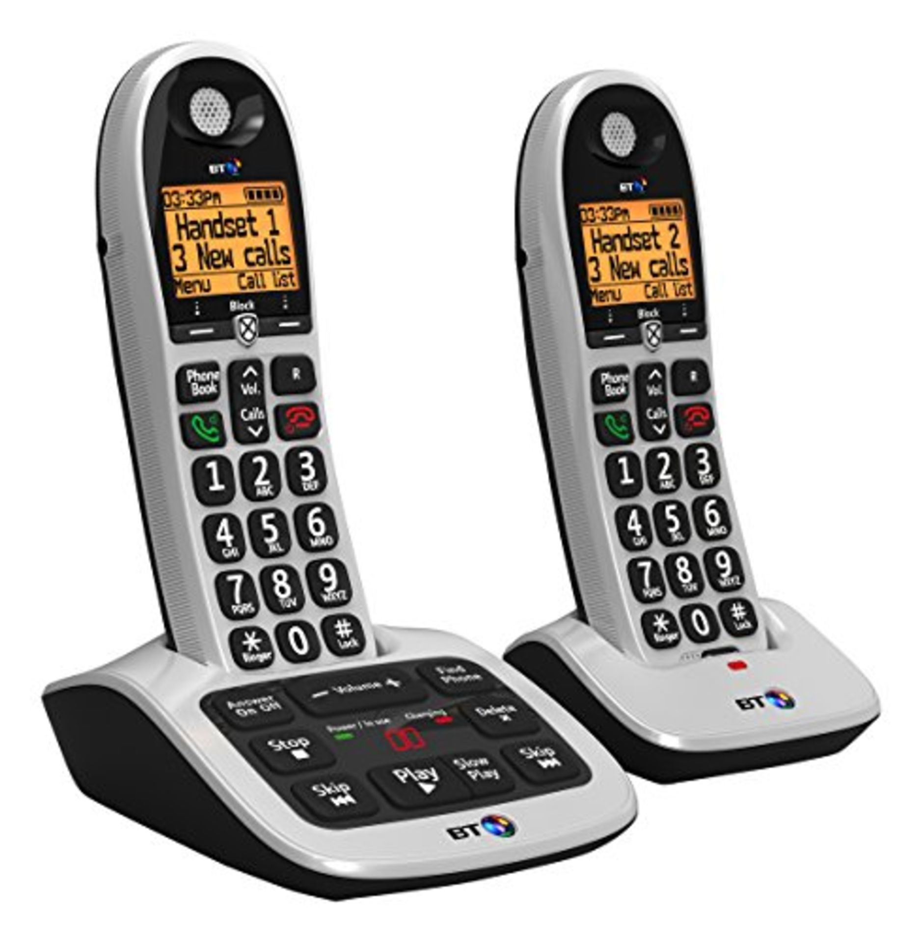 RRP-£64 BT 4600 Big Button Advanced Call Blocker Home Phone with Answer Machine, Twin Handset Pack