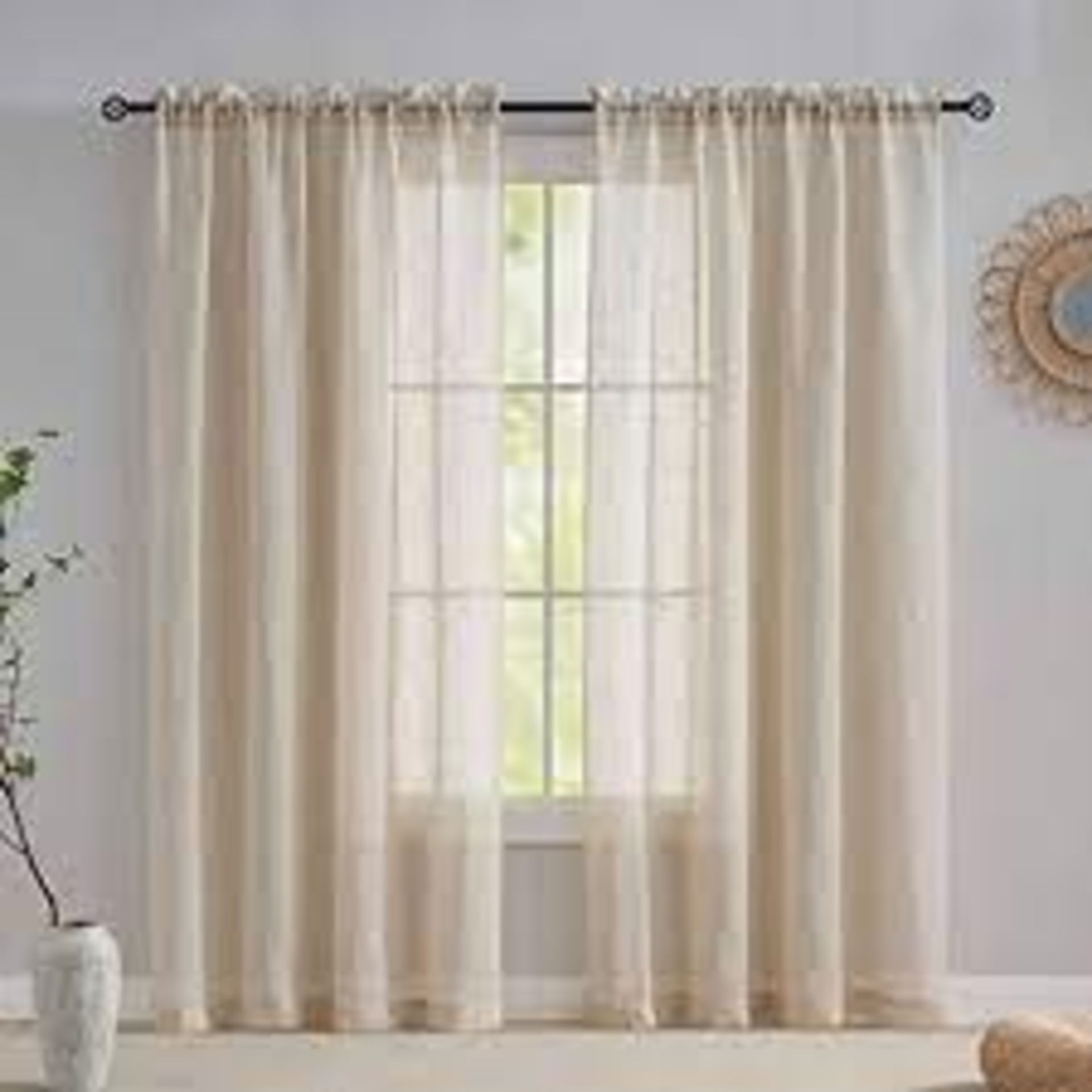 RRP-£16 Home Brilliant Premium Linen Semi Sheer Curtains Drapery for Privacy, Rod Pocket, 72 inch Dr