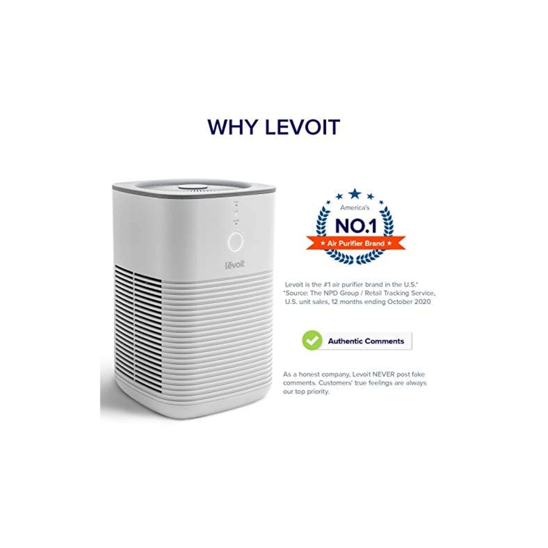 LEVOIT Air Purifier for Home Bedroom, Ultra Quiet HEPA Air Filter Cleaner with Fragrance Sponge & 3