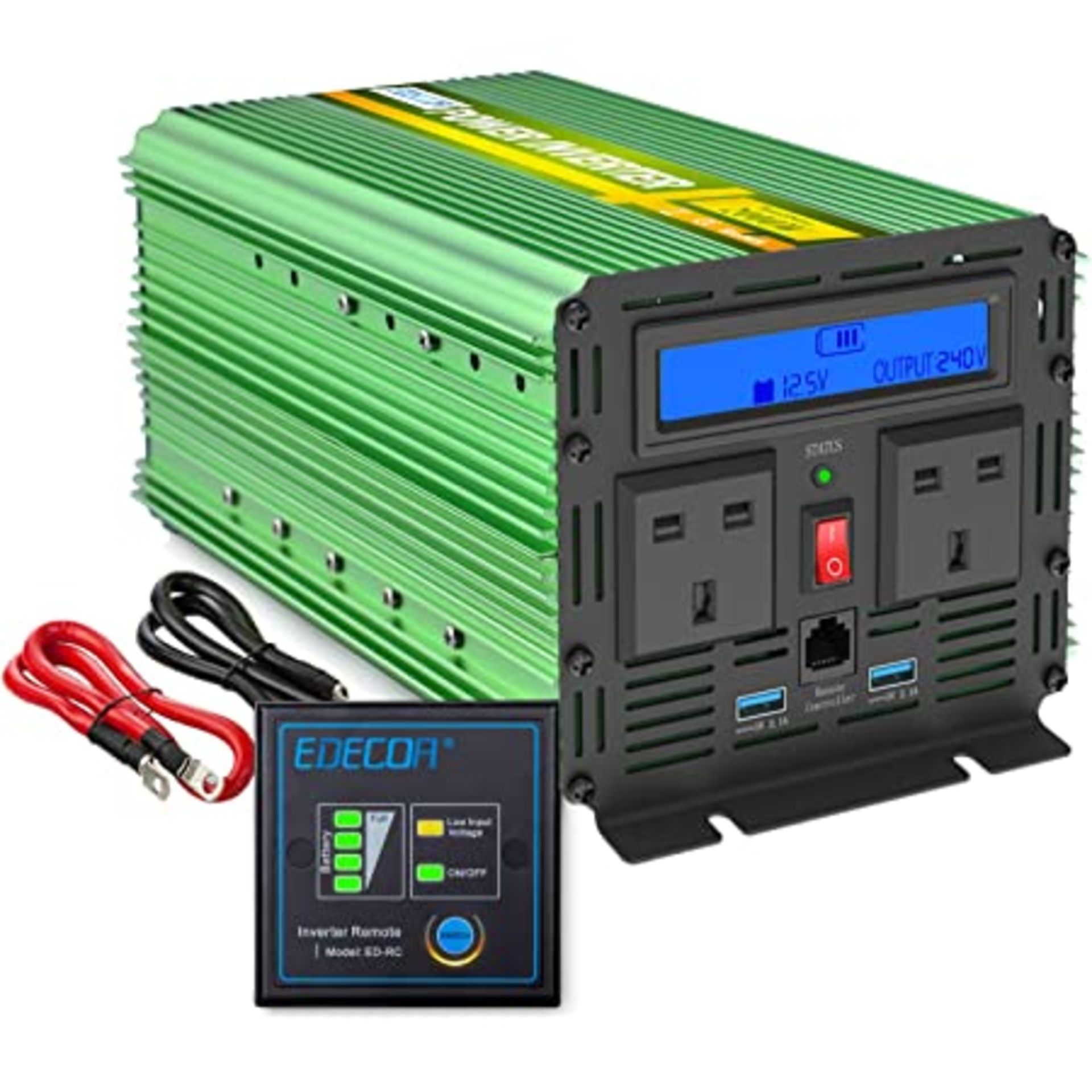 EDECOA 2000W Power Inverter 12V to 240V 4000W Peak Solar Inverter Modified Sine Wave with LCD Displa