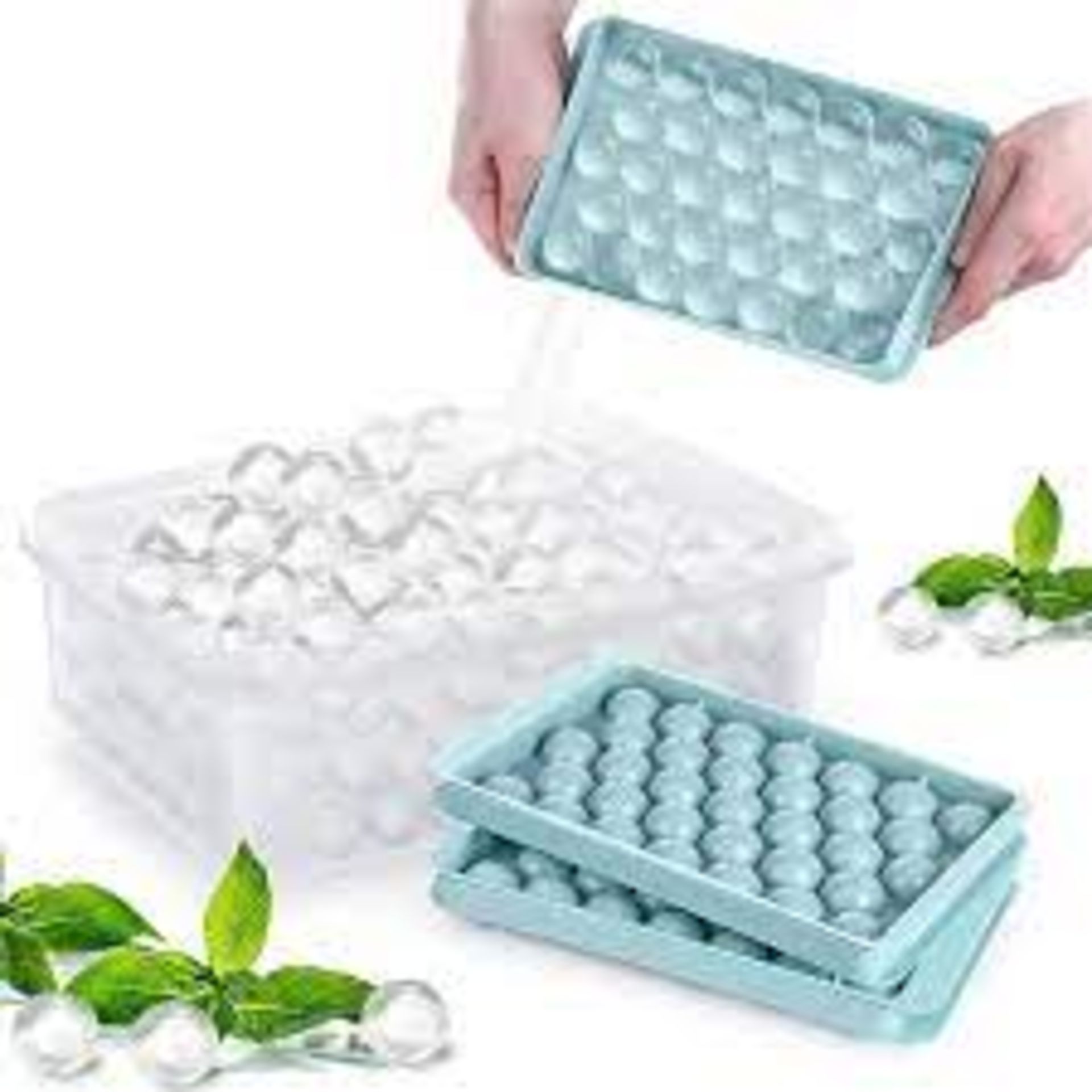 2 Pcs Ice Ball Moulds Cube Round Ball Tray Makers Sphere Molds for Bar Whiskey Cocktail, White