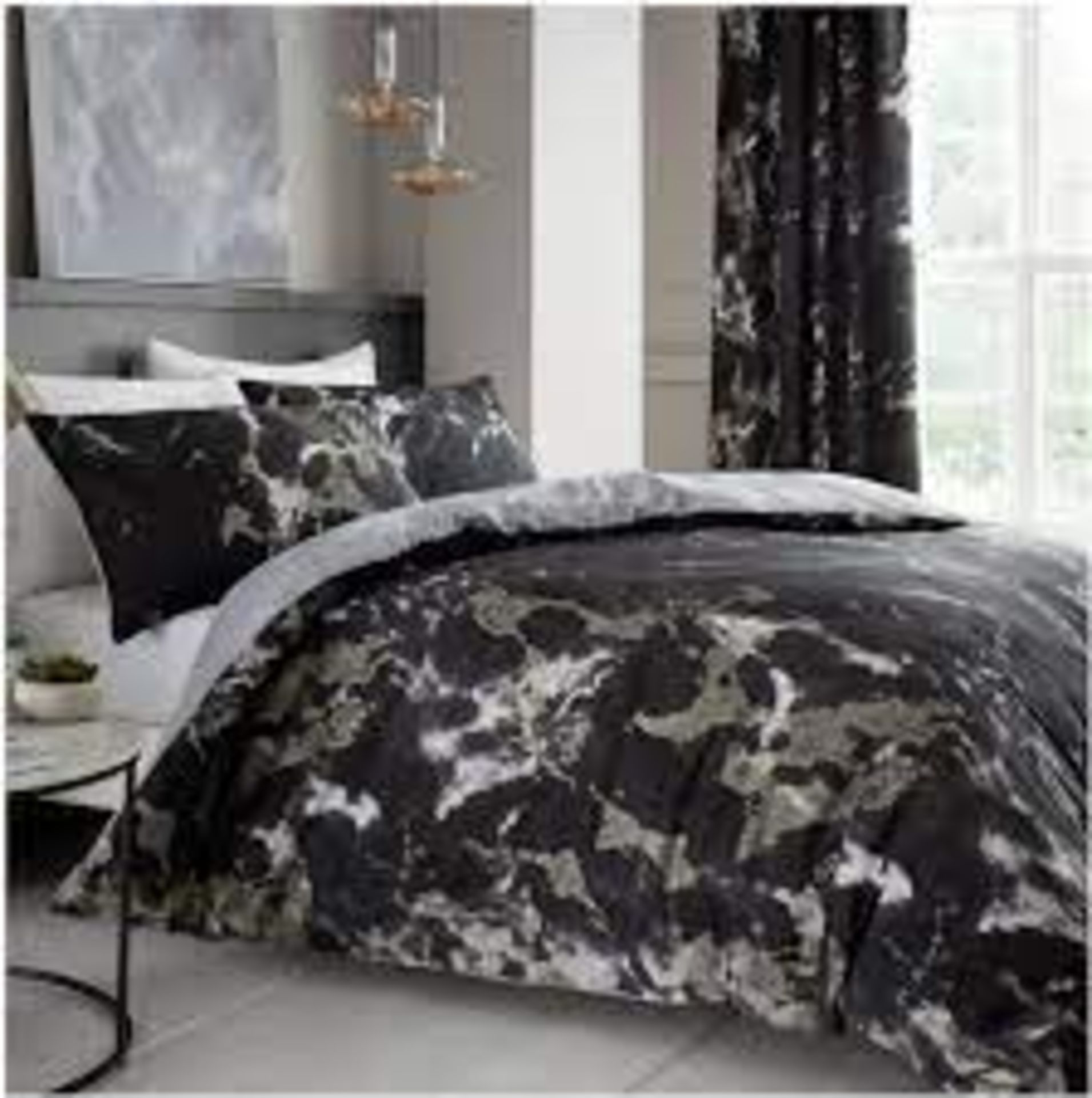 RRP-£15 Marble Duvet Cover Single, Reversible Polycotton Textured Bedding Sets With Pillowcase, Whit