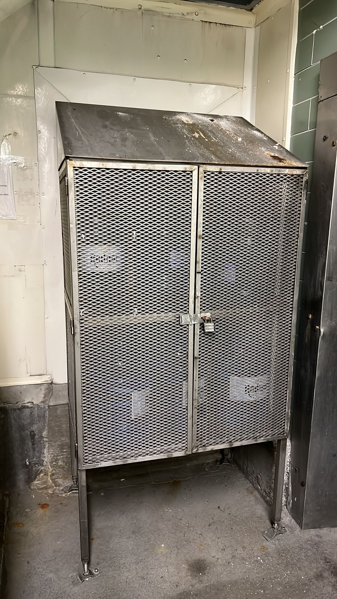 2-Door Steel Storage Cage w/ Grill Walls, 2-Levels, Angled top.