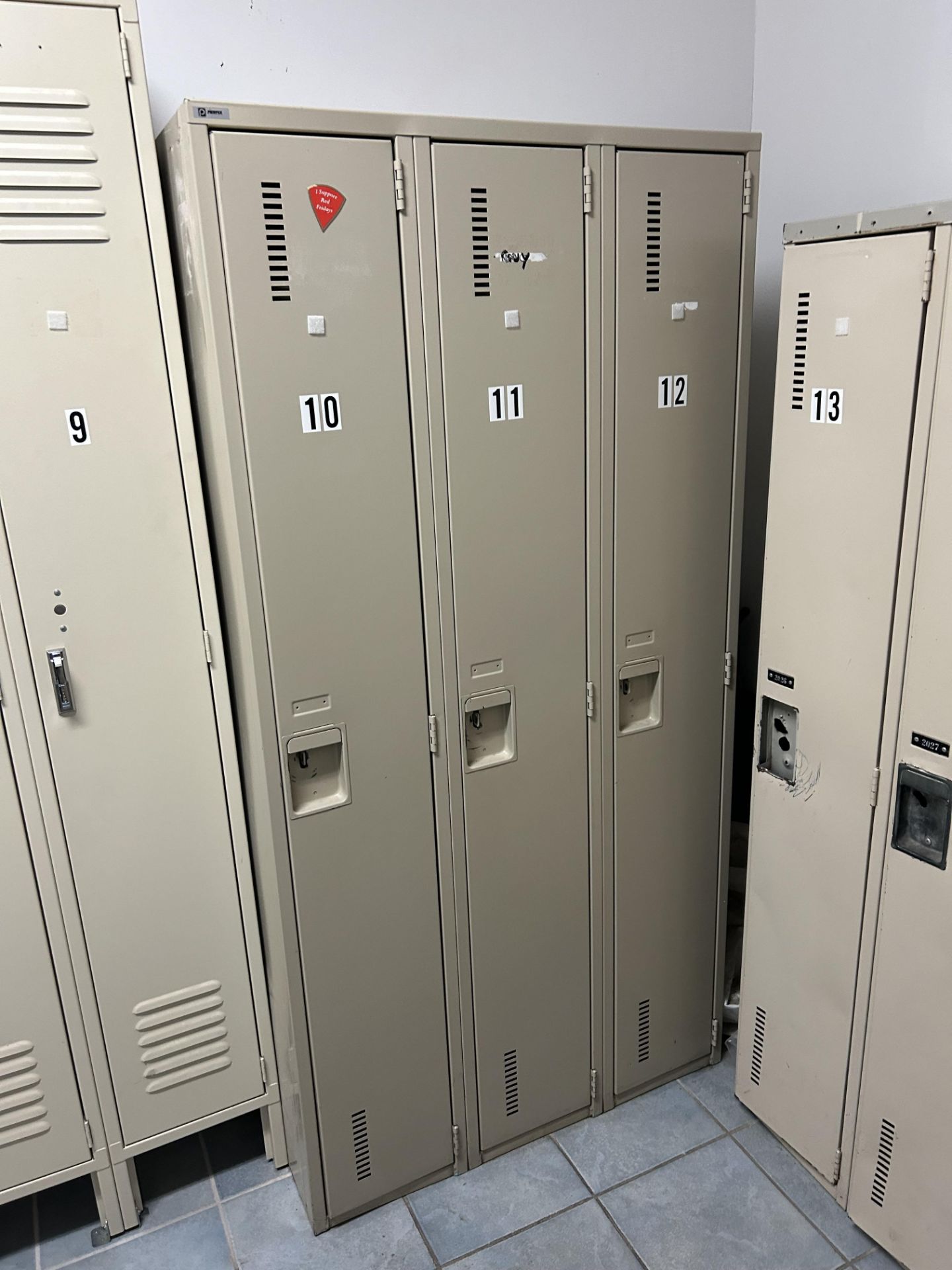 Lot of (5) Sections of 3-Door Vertical Lockers, 15 Doors Total - Image 3 of 4