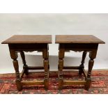 A pair of 17th century style oak joint stools