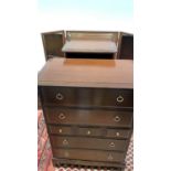 A mid century Stag Bedroom suite - chest of drawers, dressing table and bedside cabinet