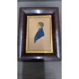 A 19th Century watercolour on paper cameo of a gentleman, 10cm x 16cm