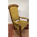 A 19th century upolstered rocking chair