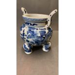 A Chinese blue and white censer Qianlong mark, 16cm high