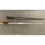 An antique bayonet with scabbard