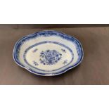 An unusual Chinese blue and white wide bowl 18th century, 32cm