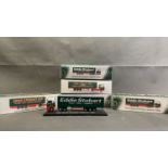 5 Eddie Stobart curtainside trucks, boxed, mint condition scale 1:76, die cast metal Leyland DAF