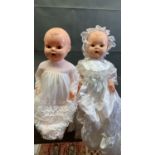 2 large Kader dolls in 1970's christening gowns