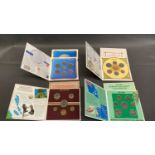 4 sleeves of Brilliant uncirculated 20th century coins 1985 Tuvalu, coin collection 1983 Vanuatu