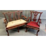 A single carved Victorian style dolls chair, 20.5 inches high and a carved Victorian style doll's
