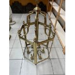 A large brass hall lamp