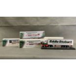 4 Eddie Stobart boxed Trailers, mint condition, 1 box slightly damaged scale 1:76, die cast metal