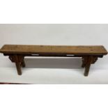 A beautiful Chinese antique elm bench, 152cm long and 50cm high, 18cm wide