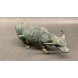 A Chinese bronze figure of a water buffalo