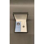 Queen's Diamond Jubilee 9 carat white gold locket and chain, with diamond chip, 2 grams