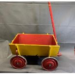 A 1920-30s childs playcart, painted yellow with removable ends