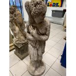 A weathered garden statue with small break to base, 120cm high