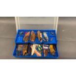 Fishing Lures in Cantilever box 25+ in total, all bar one without makers ID, excellently made,