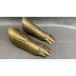 A pair of Medieval replica brass gauntlets