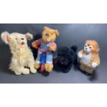 4x battery operated toys bear, 2 x dogs and lion