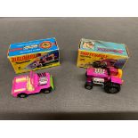 2 x matchbox cars a 1972 MOD Tractor and a 1971 2 jeep hot rod