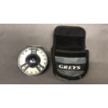 Greys GTX No4 fly reel with line and pouch 4 1/4 VGC