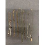 A collection of 9ct gold chains and 2 bracelets 41.7 grams