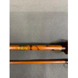 JS Sharpe - The JS Sharpe Spinner. 2 piece split can rod in mob, fair condition but a good rod
