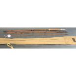 Sharpes ''The Scottie'' 3 piece impregnated cane fly rod with spare tip, copper wire reinforced