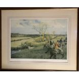 3 x Lionel Edwards signed prints framed and glazed : British 1878-1966, 2 x racing scenes, frame