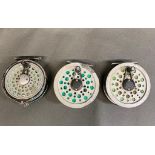 Three high speed fly reels ''mid century''. " Shakespeare Speedex (JW Young Model) models and an