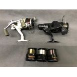Shimano Stradic 4000 M twin handle fixed spool reel made in Japan, plus Browning 'Match' reel with