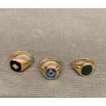 3 x 9ct gold signet rings 14.7 grams