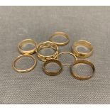 A collection of 9ct gold rings totalling 22.5 grams