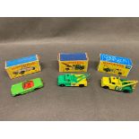 3 x matchbox vehicles, a 27 Mercedes 230sl repaint and two BP Dodge wreck trucks