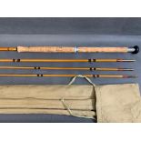 CB Vaughan (Made for) 3 piece split cane (Sharpes Impregnated?) 12'6'' Salmon Rod with spare top,