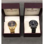 2 Accurist watches in gold and black in presentation boxes