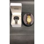 A Citizen gold and Pulsar watch in presentation cases in presentation boxes