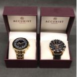2 Accurist watches in gold and copper in presentation boxes