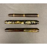 3 x vintage fountain pens, Onoto The Pen by De La Rue, Summit .125 and a Swan S.F.130 by Mabie Todd